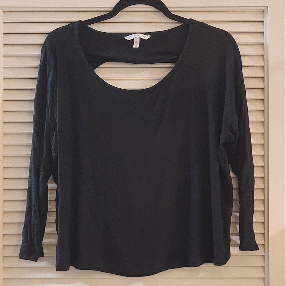 Victoria Secret- Black Long-Sleeve Open-Back Top